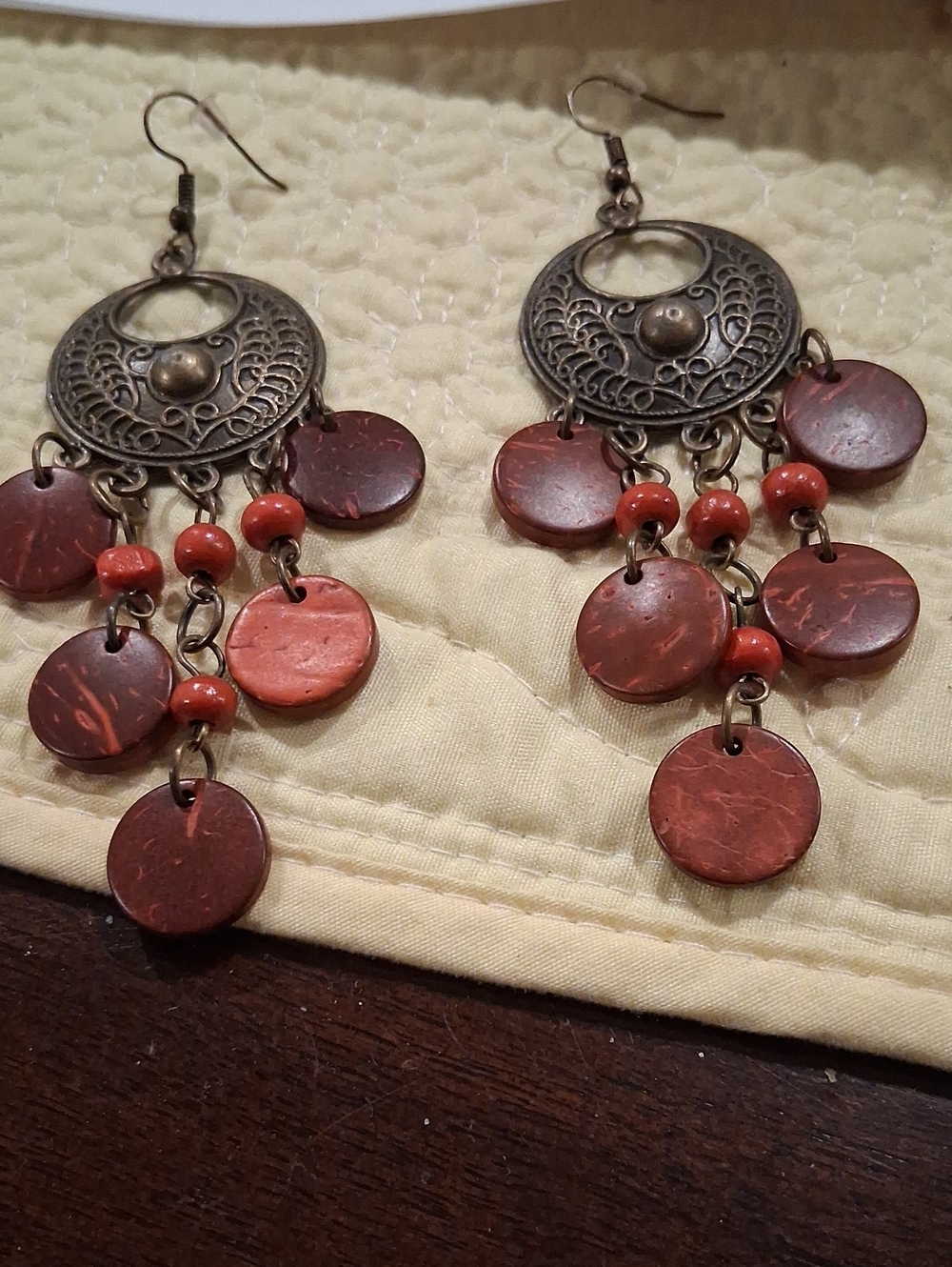 Antique Brass Tone Dangle Earrings